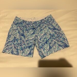 Lilly Pulitzer Blue and Green Leaf Print Women's Shorts